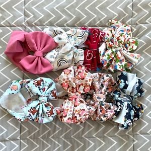 8 Handmade Little Girls Bow Head Wraps